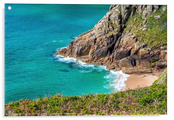 Porthcurno Coastline in Cornwall Acrylic by Tracey Turner