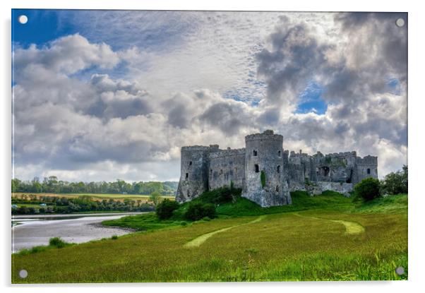 Carew Castle in Pembrokeshire, Wales Acrylic by Tracey Turner