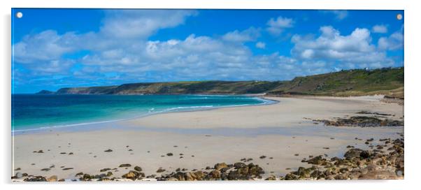 Sennen Cove Panorama Acrylic by Tracey Turner