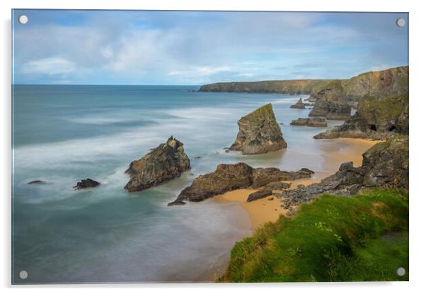Autumnal Long Exposure at Bedruthan Steps, Cornwal Acrylic by Tracey Turner