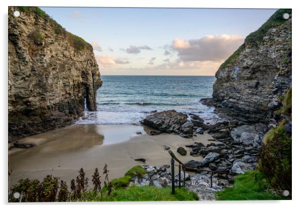 Early Morning at Bossiney Haven in Cornwall Acrylic by Tracey Turner