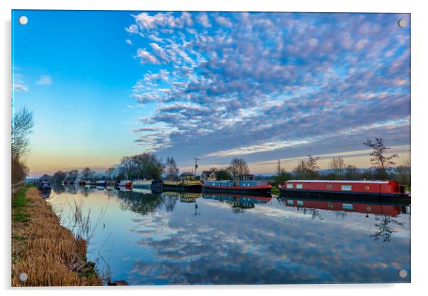 Canal Boats at Dusk on the Gloucester Canal Acrylic by Tracey Turner