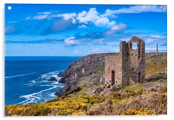 Crown Engine Houses at Botallack Mine, Cornwall Acrylic by Tracey Turner