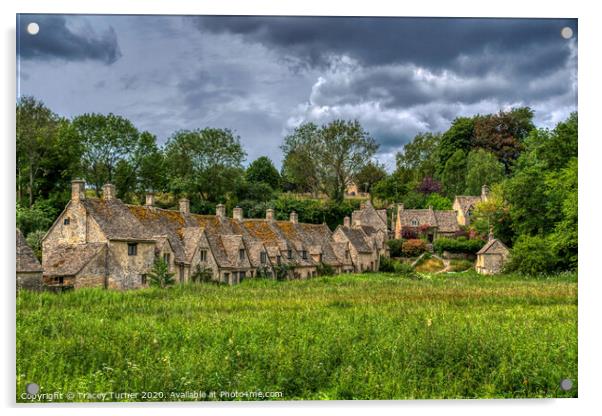 Arlington Row in Bibury, The Cotswolds Acrylic by Tracey Turner