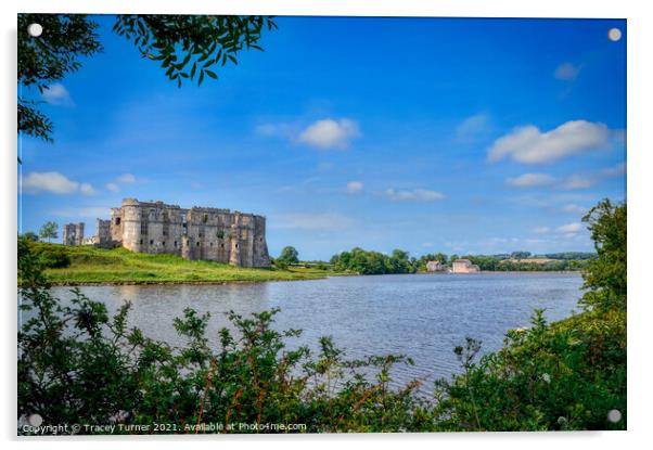 Carew Castle and Tidal Mill, Pembrokeshire Acrylic by Tracey Turner