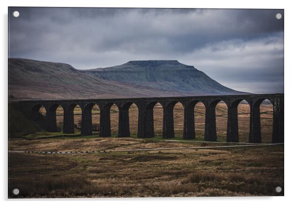 Ribblehead Viaduct on the Carlisle Settle line with Ingleborough in the background Acrylic by Jim Day