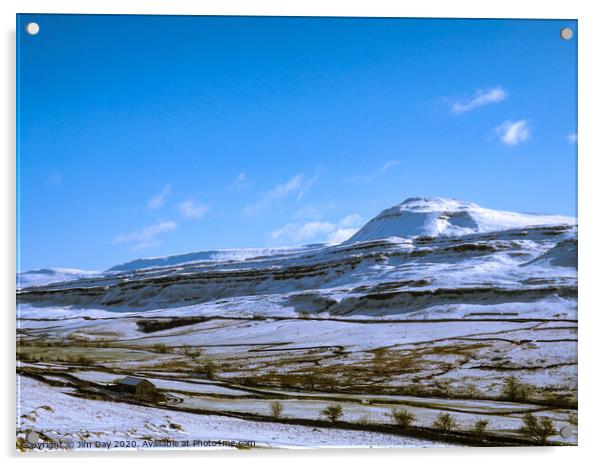 Snow Covered Ingleborough  Acrylic by Jim Day