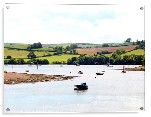 River Dart at Stoke Gabriel in Devon, UK. Acrylic by john hill