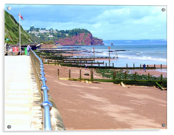 Beach and Groynes at Teignmouth in Devon. Acrylic by john hill