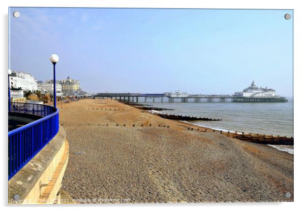 Eastbourne beach and pier, Sussex, UK. Acrylic by john hill