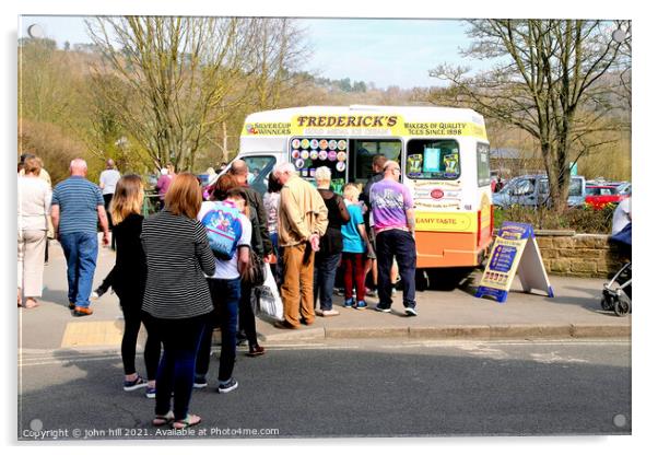 Queueing for ice cream. Acrylic by john hill