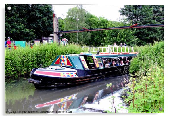 Narrow boat Canal Cruise. Acrylic by john hill