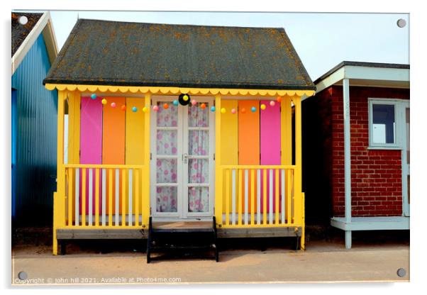 Colorful beach hut. Acrylic by john hill