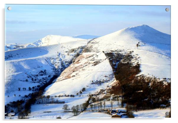 Mountains at Sunrise in Derbyshire, UK. Acrylic by john hill