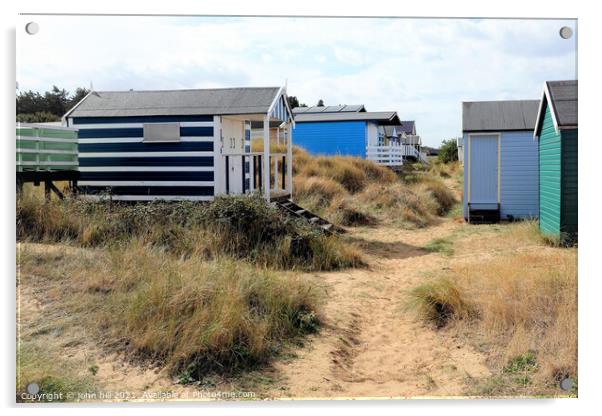 Sand dunes beach huts, Old Hunstanton, Norfolk. Acrylic by john hill