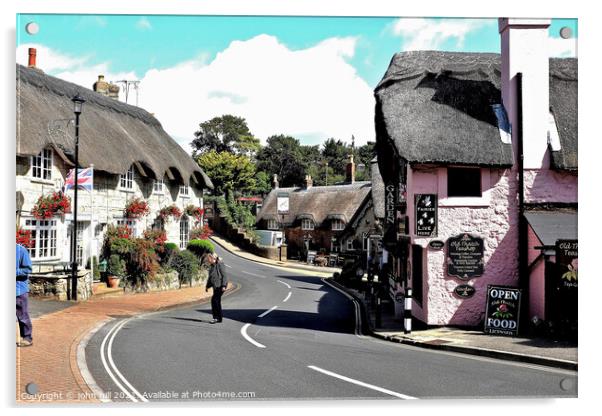 Thatched old village, Shanklin, Isle of Wight, UK. Acrylic by john hill
