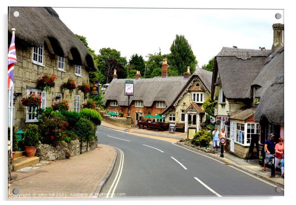Thatched village, Shanklin, Isle of Wight, UK. Acrylic by john hill