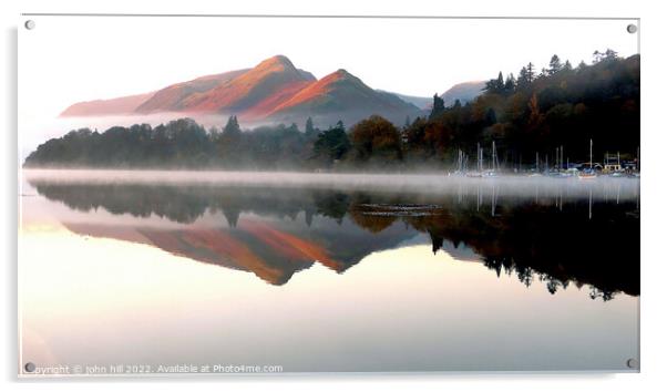 Morning reflections on Derwentwater Acrylic by john hill