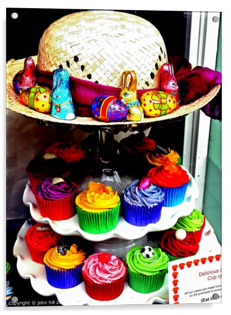 Easter Bonnet Cup Cakes. Acrylic by john hill