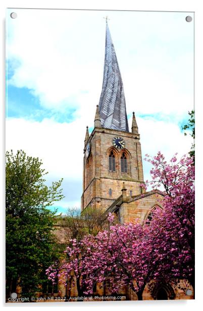 Crooked spire, Chesterfield, Derbyshire. Acrylic by john hill
