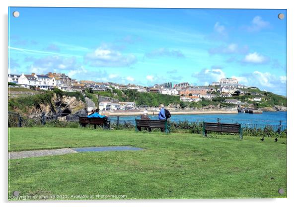 View from Killacourt, Newquay, North Cornwall, UK. Acrylic by john hill