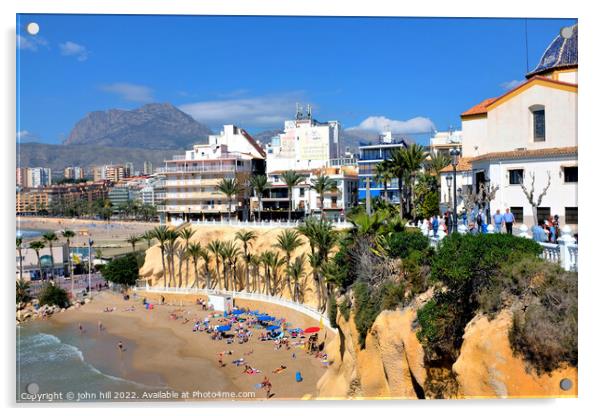 Playa mal Pas beach, Benidorm, Spain. Acrylic by john hill