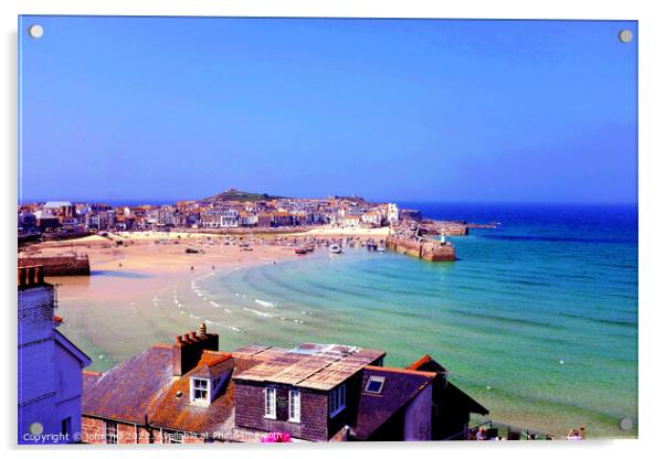Incomming tide, St. Ives, Cornwall, UK. Acrylic by john hill