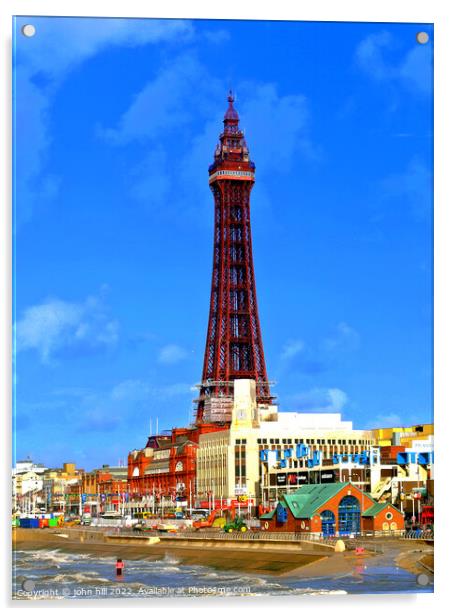 Blackpool Tower & seafront, November Acrylic by john hill