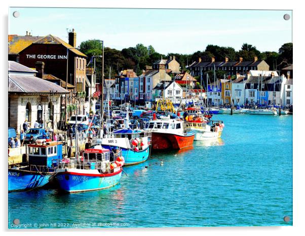 Fishing fleet, Weymouth, Dorset. Acrylic by john hill