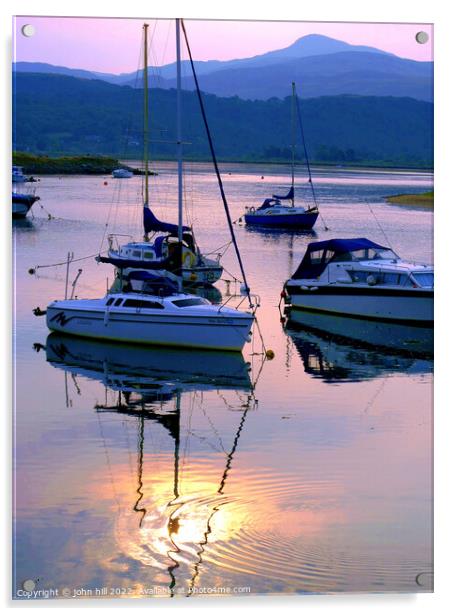 Sunset at Shell Island, Wales. (portrait) Acrylic by john hill