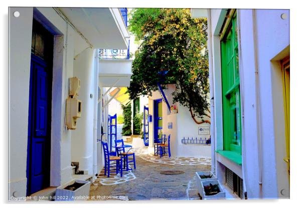Skaithos, Greece. Acrylic by john hill