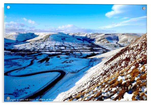 Peak district Vale of Edale in Winter Derbyshire, UK. Acrylic by john hill