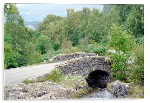Ashness bridge Derwentwater Cumbria Acrylic by john hill