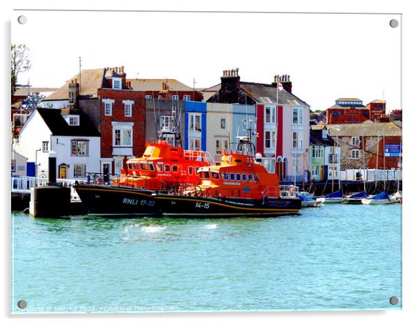 Lifeboat vistits Weymouth, Dorset, UK. Acrylic by john hill