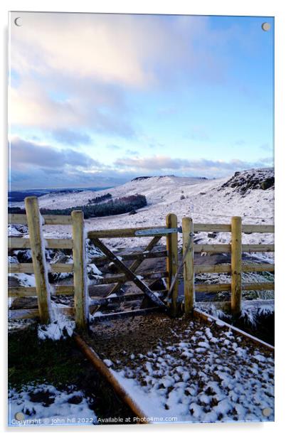 Higger Tor in Winter, Derbyshire. Acrylic by john hill