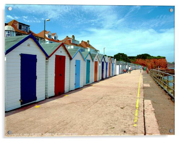Preston sands beach Huts, Devon. Acrylic by john hill