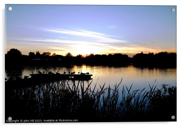 Sunset over King's mill reservoir Nottinghanshire Acrylic by john hill