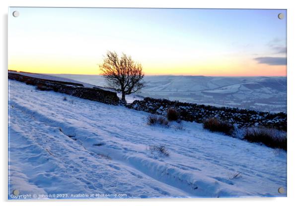 Dawn in Winter, Derbyshire, UK. Acrylic by john hill