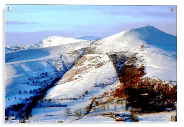 Mountains at Sunrise in Derbyshire, UK. Acrylic by john hill