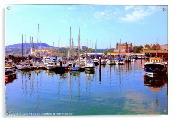 Harbour and Marina, Scarborough, Yorkshire. Acrylic by john hill