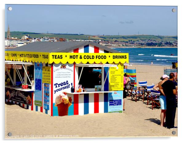 Vibrant Beach Kiosk Scene Acrylic by john hill