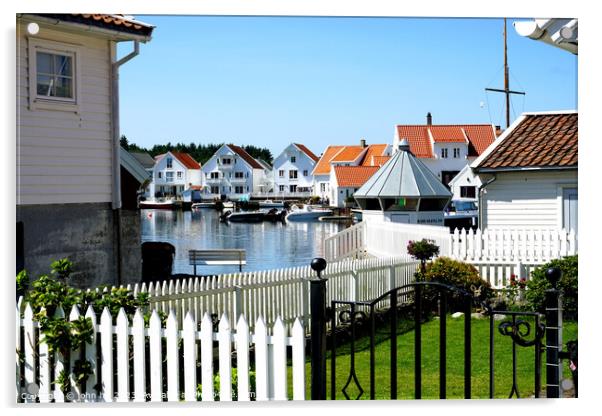View of Skudenes marina, Norway Acrylic by john hill