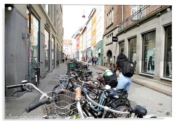 Back street bicycle Parking Copenhagen Denmark Acrylic by john hill