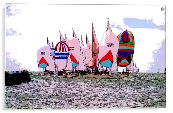 Vibrant Regatta: Cowes Yacht Race Acrylic by john hill
