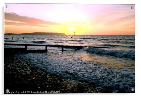 Sunrise over Sandown bay. Acrylic by john hill