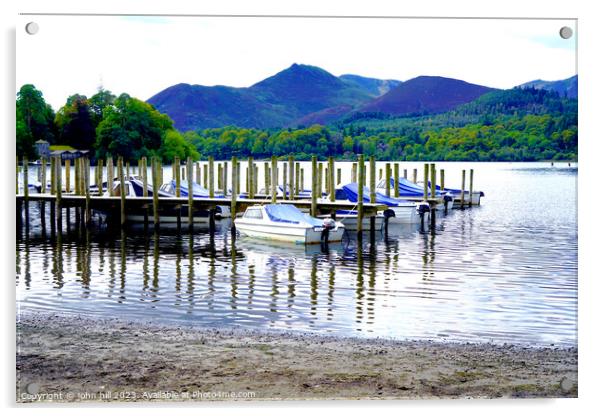 Lake District's Tranquil Derwentwater Jetty Acrylic by john hill