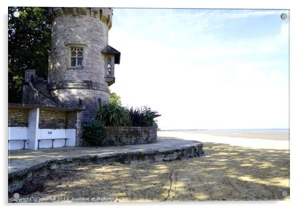 Appley tower and beach, Ryde, Isle of Wight. Acrylic by john hill