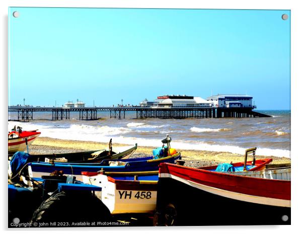 Fishing boats and pier at Cromer, Norfolk. Acrylic by john hill