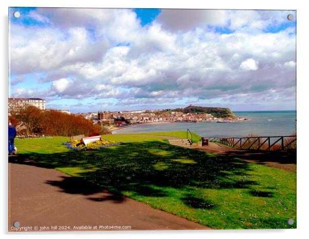 Scarborough South bay From the Cliff gardens. Acrylic by john hill