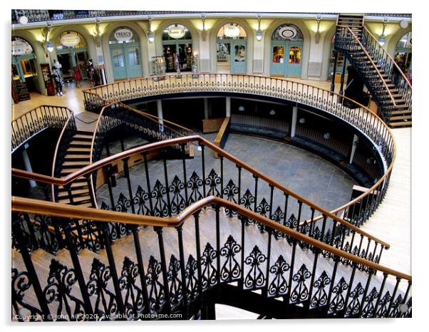 Stairs in the Corn Exchange at Leeds in Yorkshire. Acrylic by john hill